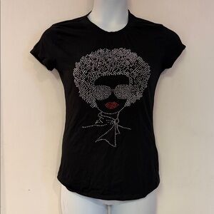 Afro Studs Rhinestone Woman Black Surprisingly Soft African Pride T-Shirt Top